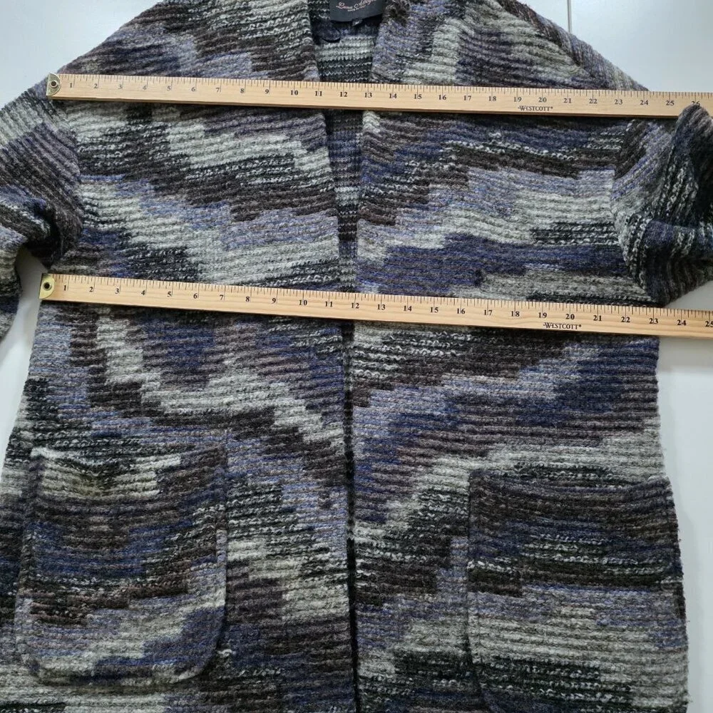 Luna Allegra Cardigan Womens M Multi LS Open Front Wool Blend Cottage Slouchy